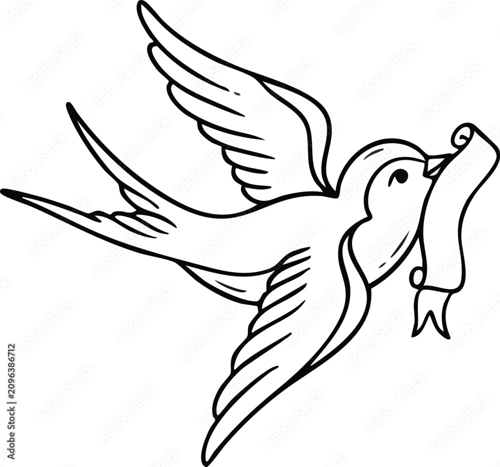 Fototapeta premium Swallow bird tattoo design