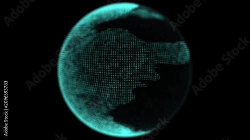 Globe. Concept of planet Earth. Visualization of big data flow.