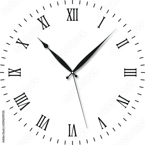 Classic Wall Clock Face with Roman Numerals and Vintage Analog Clock Dial Design