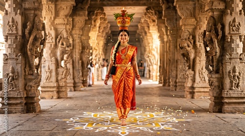 Happy Bonalu - Procession - Temple Corridor - Saree and Jewelry