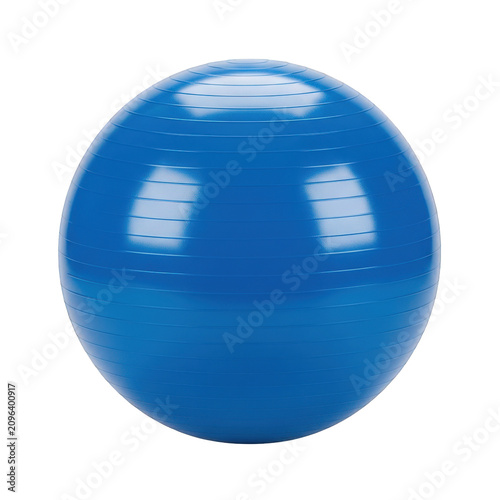 Blue exercise ball, fitness equipment, gym ball, workout accessory, rubber sphere