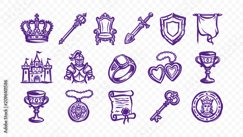 Photos medieval quest castle sword crown shield kingdom doodle handmade ink scribble fl