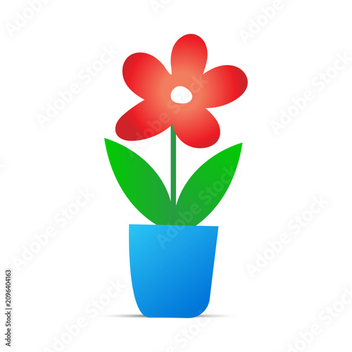 Potted Flower Plant Gradient Flat Design Illustration