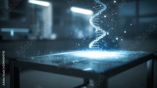 Glowing DNA Helix in a Futuristic Medical Research Lab