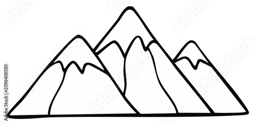 Simple line art drawing of mountain range peaks in a stylized illustration