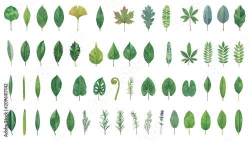 Handmade watercolor tropical leaves collections