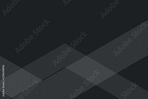 Fotografía Abstract geometric gradient lines on dark gray background, parallel dark gray