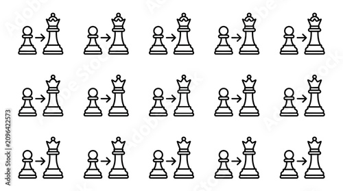 Canvastavla Industrial Black and White Chess Pawn Promotion Animation Sequence Showing Pawn