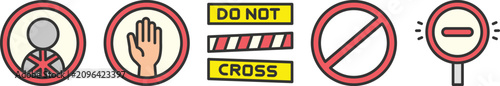 Foto Prohibited action icon set with crossed symbols