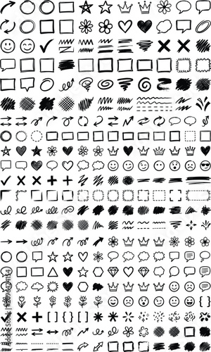 Black and White Icons Set, Minimalist Symbols Collection, Hand-Drawn Clip Art, SVG Vector Icons, Printable Design Elements, Creative Graphic Resources