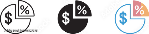 Photos Financial dividend distribution pie chart icon set featuring profit allocation,