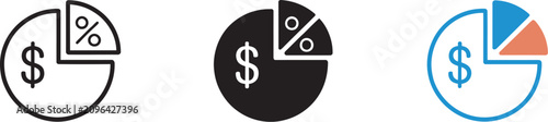 Tableau sur toile Financial dividend distribution pie chart icon set featuring profit allocation,