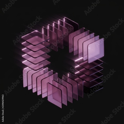 Futuristic Abstract Purple 3D Background with Stars, Geometric Shapes and Digital Technology Concept for Modern Business Design Wallpaper and Space Illustration