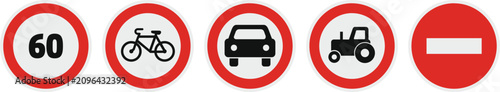 Foto Prohibited vehicles and speed limit icons set
