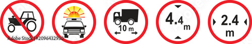 Fotografie Road signs for tractor, truck, and height restrictions