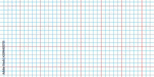 Foto Graph paper sheet with blue red lines and grid square box