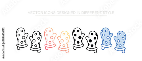 Oven Mitten icon set with white background stock illustration