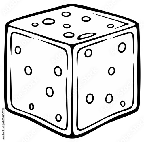 Black and White Cartoon Cube with Holes for Creative Design
