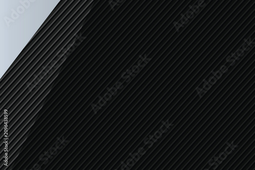 Tableau sur toile Parallel black ribbed texture against white gradient background, black ribs geom