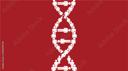 People Forming a DNA Double Helix, Biotech Innovation and Organizational Culture Concept Vector