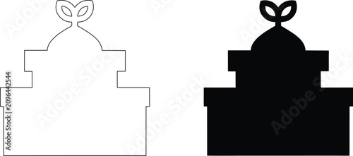 Foto Minimalist temple icon set featuring architectural building design with leaf motif isolated on transparent background vectors