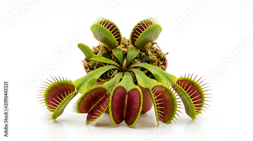 Venus flytrap plant with open red and green traps