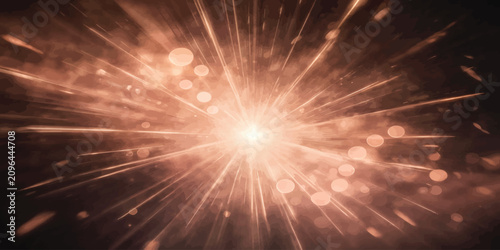 Foto Explosive cosmic light burst with soft bokeh particles explosion abstract partic