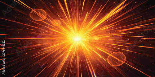 Cuadro en lienzo Golden yellow sunburst explosion with radiant light rays sunburst explosion back