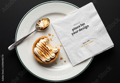 Napking with Dessert Design Logo Mockup