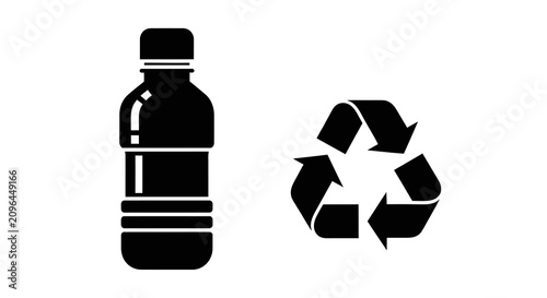 Bild auf Leinwand Plastic Bottle And Recycling Symbol Silhouette container