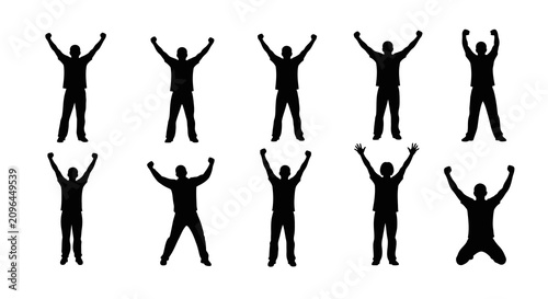 Foto Celebrating People In Various Poses Black Silhouette