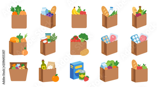 Foto Collection of Grocery Bags Filled with Food Items.