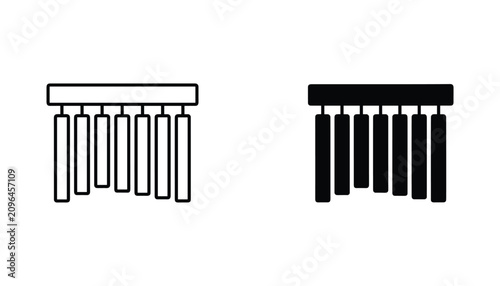 Quadro em tela Wind chimes vector icon isolated on white Black and white outline line art and s