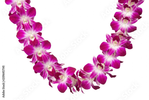 Konstfotografi Vibrant Purple Orchid Flower Lei Garland