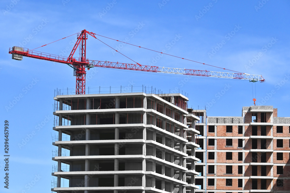 Fototapeta premium Construction from concrete-steel and brick