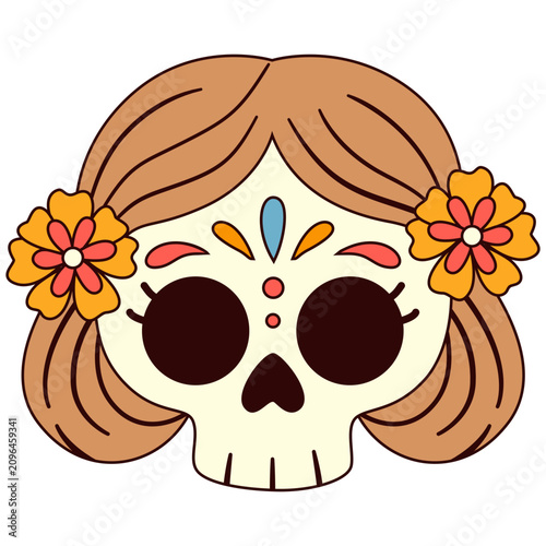 Cute Female Catrina Sugar Skull