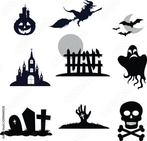 Bild auf Leinwand Fantastic halloween elements with shiny details