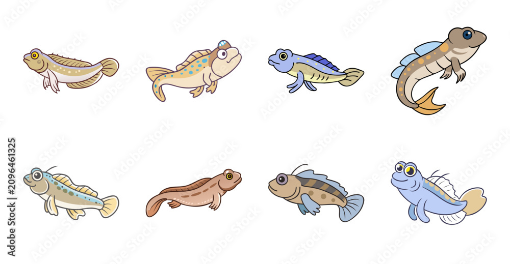 Obraz premium Colorful cartoon lizards in playful poses