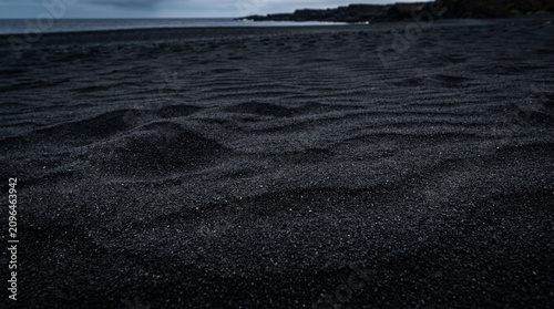 Dramatic Volcanic Black Sand Texture on Iceland Coastline