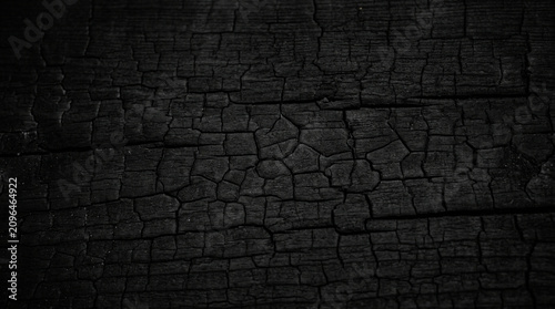 Charred Wood Texture Background - Black Burned Timber Surface