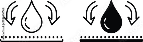 Bild auf Leinwand Water drop absorption on surface icon vector illustration