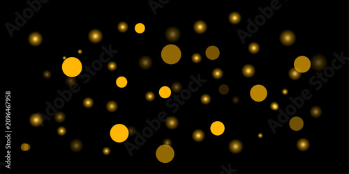 Foto Golden bokeh lights on black background festive sparkle overlay for celebrations