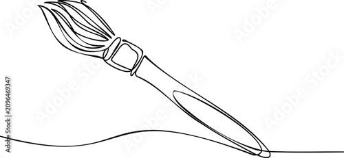 Minimalist black line of a paintbrush creating a wavy line black and white artist