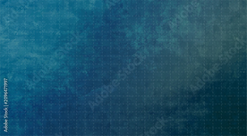 Konstfotografi Blue grunge blueprint background vector dark teal texture geometric dashed grid