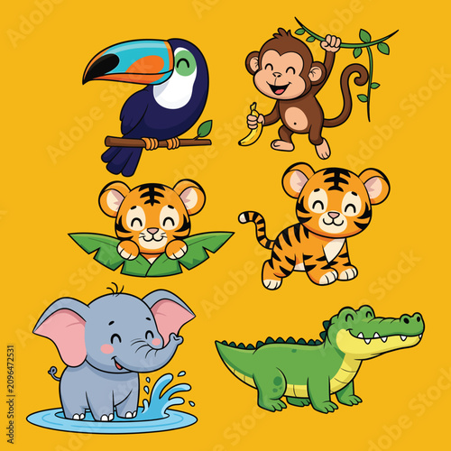 Photography Adorable baby safari animals in playful poses