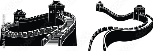 Great wall of china landmarks vector illustration