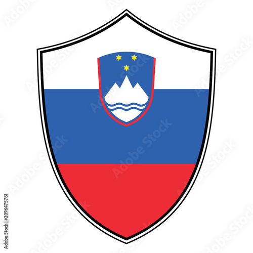 Bild auf Leinwand Slovenia national flag shield emblem with Triglav mountain stars
