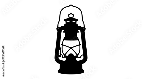 Fotografía Vintage kerosene lantern solid black silhouette icon representing classic outdoo