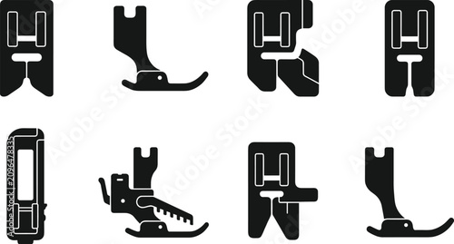 Принти на полотні Collection of sewing machine presser foot icons isolated on white background for