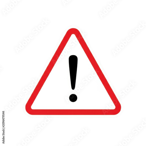 Red triangle warning sign with black exclamation mark icon